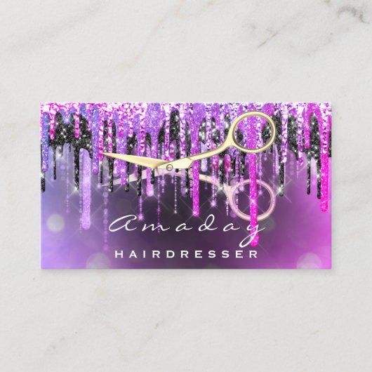 Carte De Visite Coiffeur professionnel Ciseaux Gold Drift rose (Devant)