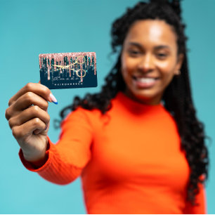 Carte De Visite Coiffeur professionnel ciseaux Rose Blue Gold