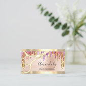 Carte De Visite Coiffeur professionnel Coiffeur Rose de ciseau VIP (Debout devant)