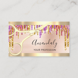 Carte De Visite Coiffeur professionnel Coiffeur Rose de ciseaux VI