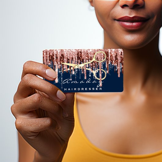 Carte De Visite Coiffeur professionnel Golden Scissers Navy