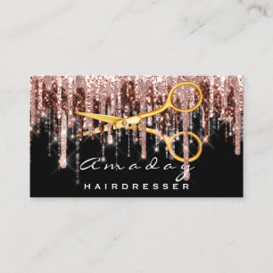Carte De Visite Coiffeur professionnel Golden Scissers Noir