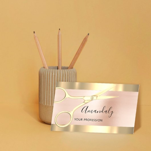 Carte De Visite Coiffeur professionnel Rose ciseaux Coiffeur