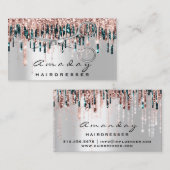 Carte De Visite Coiffeur professionnel Rose ciseaux en argent (Devant / Derrière)