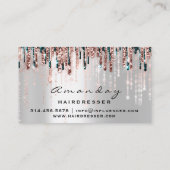 Carte De Visite Coiffeur professionnel Rose ciseaux en argent (Dos)