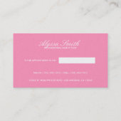 Carte De Visite Coiffeur professionnel rose élégant de Bubblegum (Dos)