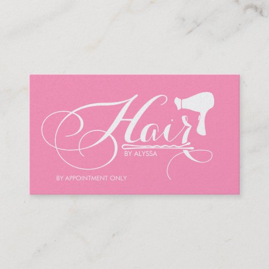 Carte De Visite Coiffeur professionnel rose élégant de Bubblegum (Devant)