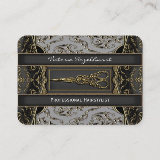 Carte De Visite Coiffeur pur de ciseaux Antiqued par Hazlehurst (Devant)