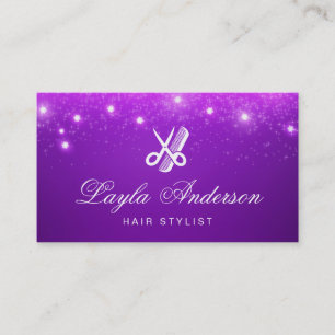 Carte De Visite Coiffeur - Purple Stars Parties scintillant Salon 