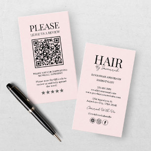 Carte De Visite Coiffeur Rose Blush Laissez un avis Entreprise