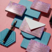 Carte De Visite Coiffeur Rose ciseaux de Parties scintillant