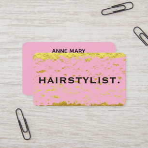 Carte De Visite Coiffeur Rose Gold Noir Abstrait Rustique 
