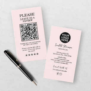Carte De Visite Coiffeur Rose Pâle Laissez un avis Entreprise