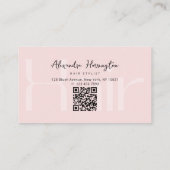 Carte De Visite Coiffeur Rose Pâle Typographie Moderne Script (Dos)
