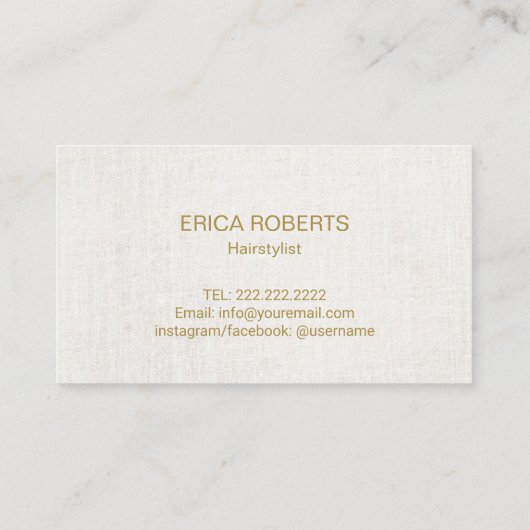 Carte De Visite Coiffeur Salon Coiffeur Élégant Script Or (Dos)