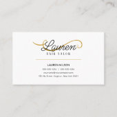 Carte De Visite Coiffeur Salon de coiffure Minimal Simple Blanc Or (Devant)