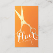 Carte De Visite Coiffeur Salon de maquillage Chic Orange Ciseaux o (Devant)