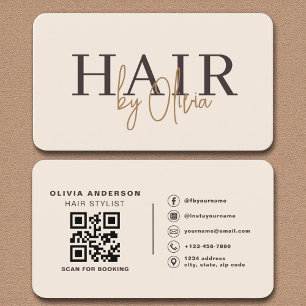 Carte De Visite Coiffeur & Salon Professionnel Beige neutre