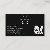 Carte De Visite coiffeur Scissor qr code noir minimal simple (Dos)