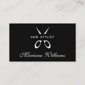 Carte De Visite coiffeur Scissor qr code noir minimal simple (Devant)