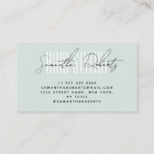 Carte De Visite Coiffeur script typographie moderne bleu (Dos)
