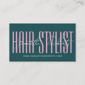 Carte De Visite Coiffeur script typographie moderne vert rose (Devant)