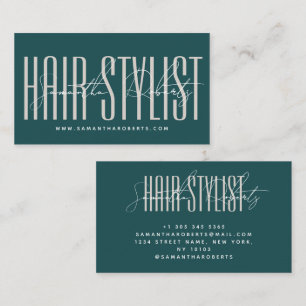 Carte De Visite Coiffeur script vert typographie moderne