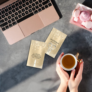 Carte De Visite Coiffeur Sepia Parties scintillant goutte d'or Cis