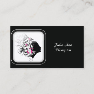 Carte De Visite Coiffeur silhouette noir et blanc chic