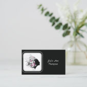 Carte De Visite Coiffeur silhouette noir et blanc chic (Debout devant)