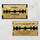 Carte De Visite Coiffeur simple de lame d'or de rasoir (Devant / Derrière)