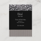 Carte De Visite Coiffeur Stripes & Vins Noir & Blanc (Dos)