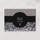 Carte De Visite Coiffeur Stripes & Vins Noir & Blanc (Devant)