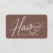 Carte De Visite Coiffeur Style Classique Code QR Terracotta (Devant)