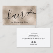 Carte De Visite Coiffeur stylisée de ciseaux d'or en cuivre (Devant / Derrière)