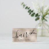 Carte De Visite Coiffeur stylisée de ciseaux d'or en cuivre (Debout devant)