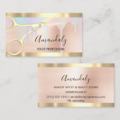 Carte De Visite Coiffeur Stylist Coiffeur Gold Ciseaux Uniocrn (Devant / Derrière)