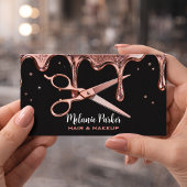 Carte De Visite Coiffeur Styliste Ciseaux Rose Lecteurs Noir