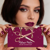 Carte De Visite Coiffeur Styliste Ciseaux Rose Lecteurs Noir