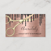Carte De Visite Coiffeur Styliste Coiffeur Rose Ciseaux d'or cisea (Devant)