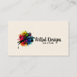 Carte De Visite coiffeur styliste coloré peinture splatter minimal
