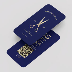 Carte De Visite Coiffeur styliste Dark Navy-Blue Gold Moderne