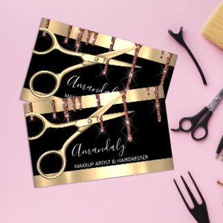 Carte De Visite Coiffeur Stylo Coiffeur Ciseaux d'Or Coiffeur