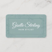 Carte De Visite Coiffeur Teal Green Floral (Devant)