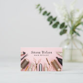 Carte De Visite Coiffeur tendance Salon Outils Beauté (Debout devant)