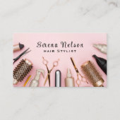 Carte De Visite Coiffeur tendance Salon Outils Beauté (Devant)