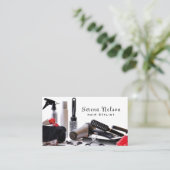 Carte De Visite Coiffeur tendance Salon Outils Beauté (Debout devant)