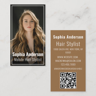 Carte De Visite Coiffeur tendance styliste blanc script coiffeur p
