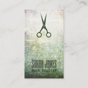 Carte De Visite coiffeur vert grunge moderne de styliste en
