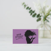 Carte De Visite Coiffeur Violet & Rose (Debout devant)